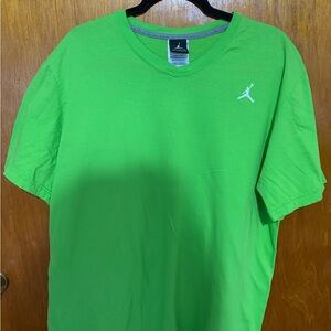 Jordan Men’s Short Sleeve V-Neck T-Shirt in Neon Green with White Jumpman